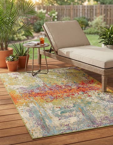 3' 3 x 5' 3 Easy-Clean Modern Indoor / Outdoor Rug