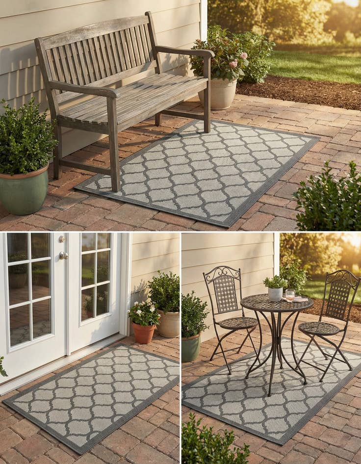 Detail image of 3' 3 x 5' Easy-Clean Trellis Indoor / Outdoor Rug