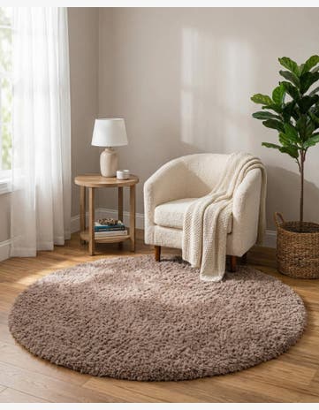 Khaki Infinity Shag Round Rug