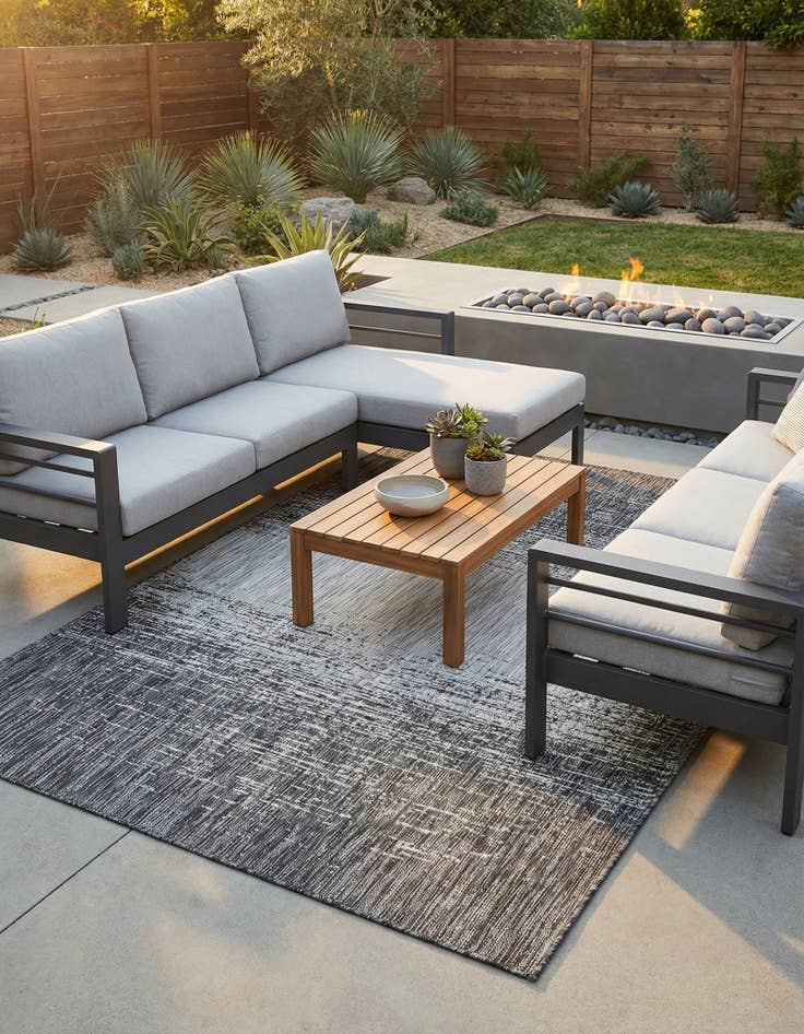 Detail image of 5' 3 x 8' Easy-Clean Modern Indoor / Outdoor Rug