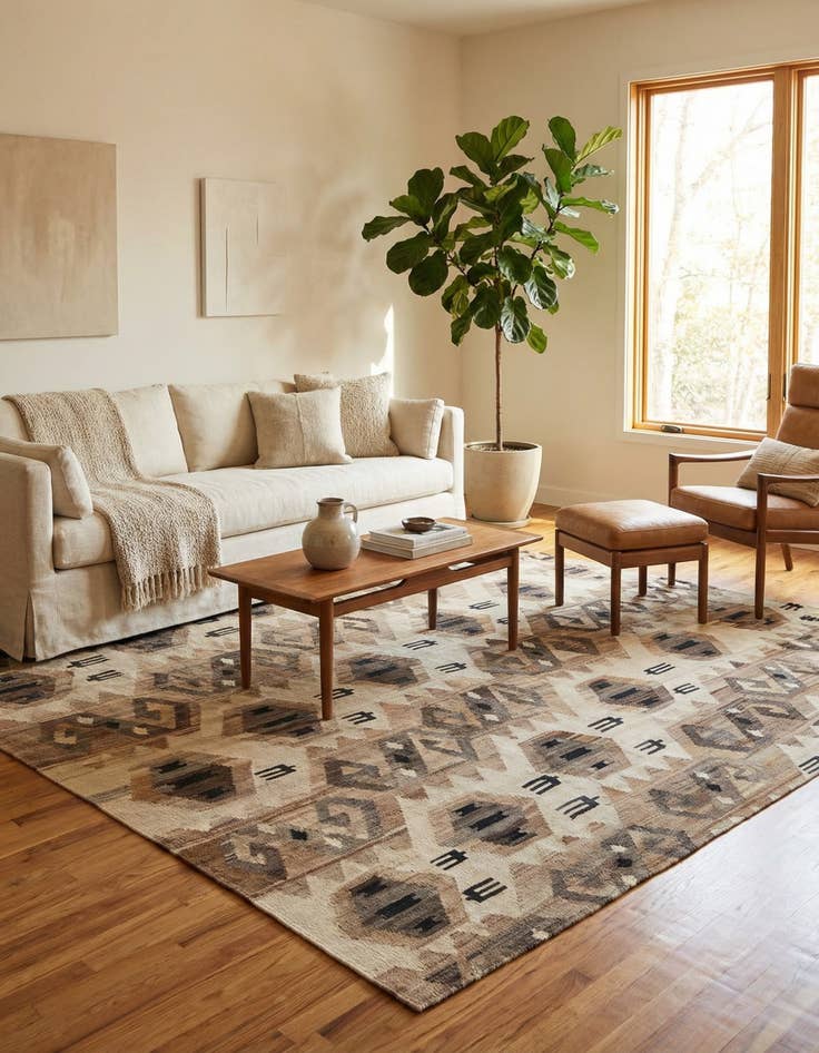 Detail image of 6' x 7' 3 Hand Woven Kilim Modern Wool Square Rug