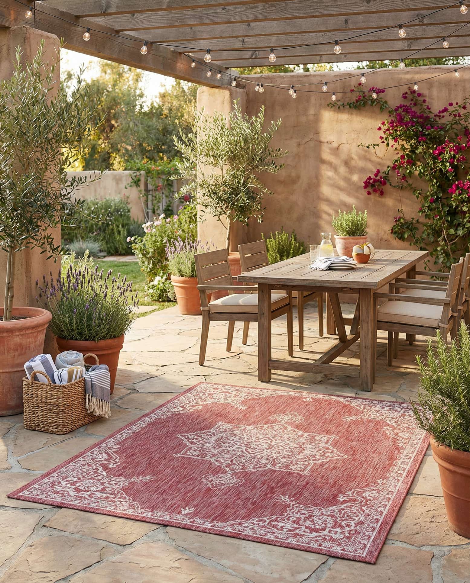 5' 3 x 8' Easy-Clean Traditional Indoor / Outdoor Rug