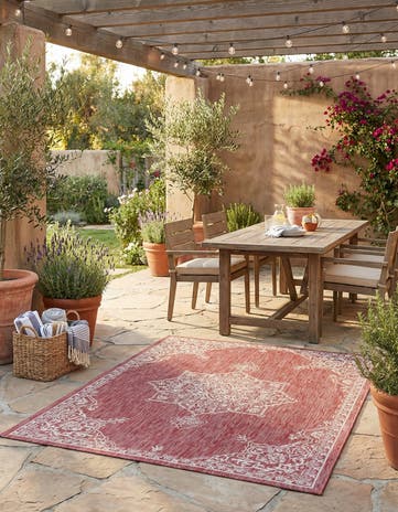 5' 3 x 8' Easy-Clean Traditional Indoor / Outdoor Rug