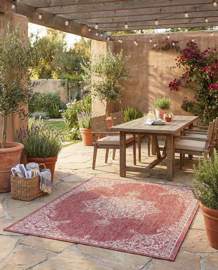 5' 3 x 8' Easy-Clean Traditional Indoor / Outdoor Rug