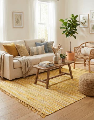 Yellow Hand Woven Chindi Cotton Rug