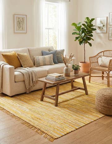 Yellow Hand Woven Chindi Cotton Rug