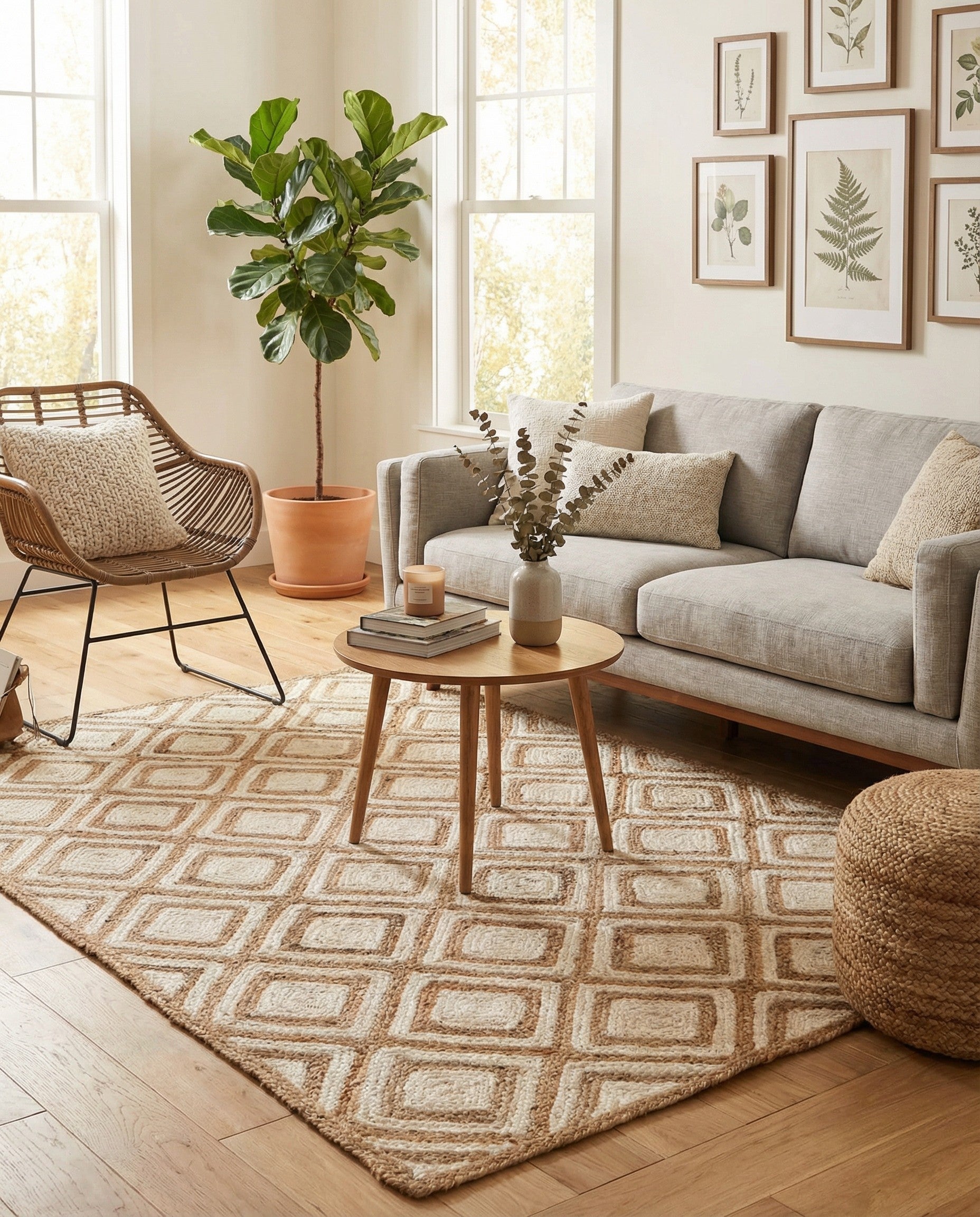 5' 1 x 8' Handmade Braided Jute Rug