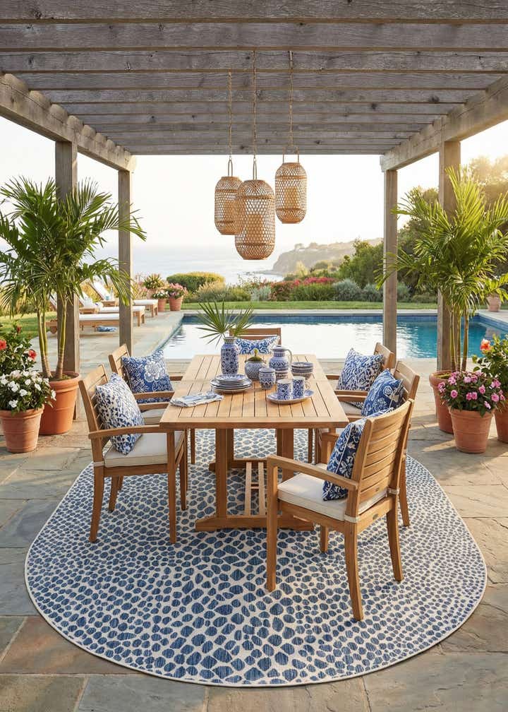 7' 10 x 10' Easy-Clean Jill Zarin Cape Town Indoor / Outdoor Oval Rug