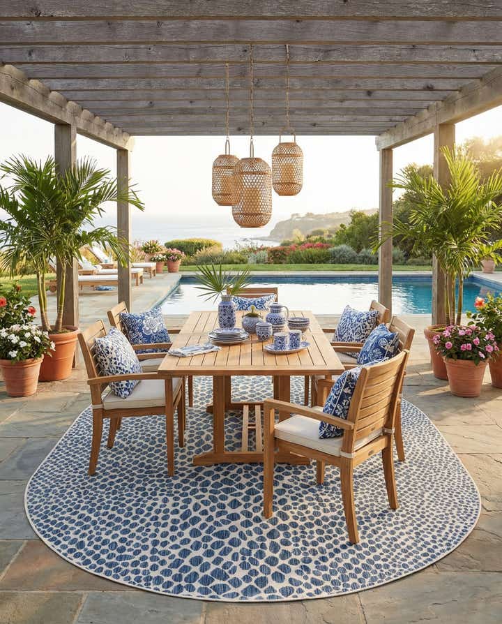 7' 10 x 10' Easy-Clean Jill Zarin Cape Town Indoor / Outdoor Oval Rug
