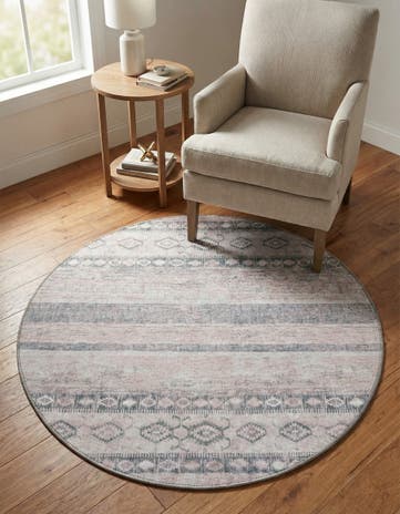 Gray Washable Timeless Round Rug