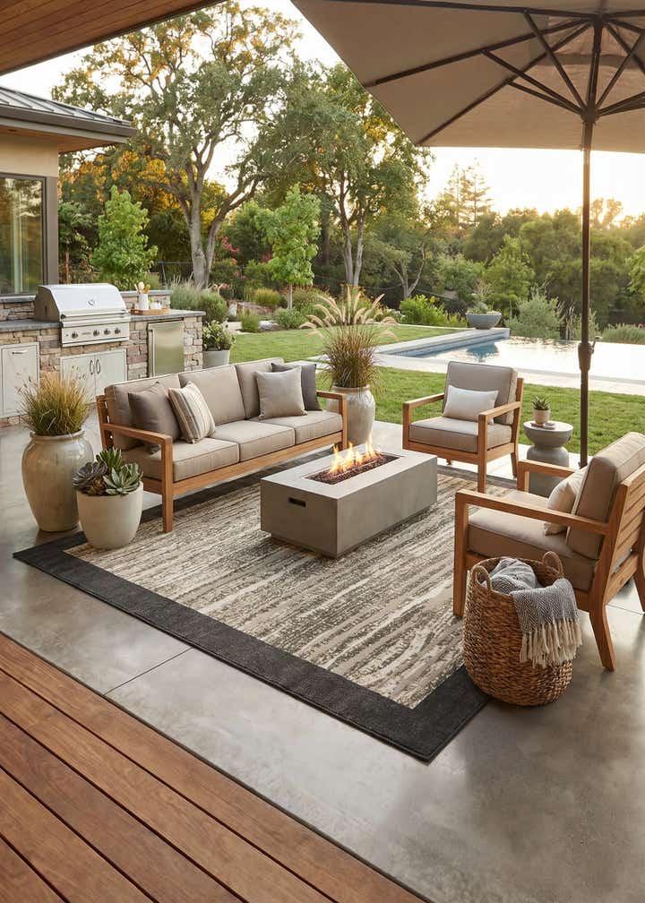 9' x 12' Easy-Clean Border Indoor / Outdoor Rug