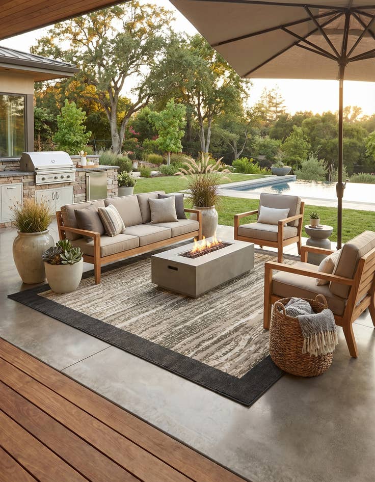 Detail image of 9' x 12' Easy-Clean Border Indoor / Outdoor Rug