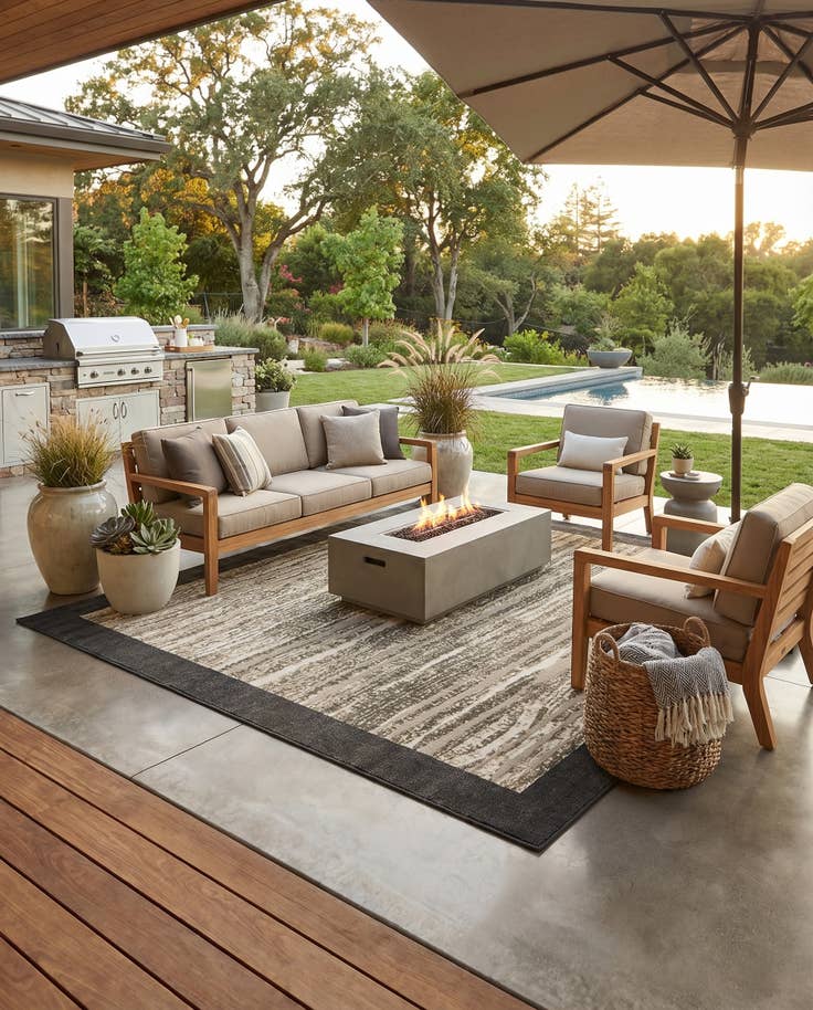 Detail image of 9' x 12' Easy-Clean Border Indoor / Outdoor Rug