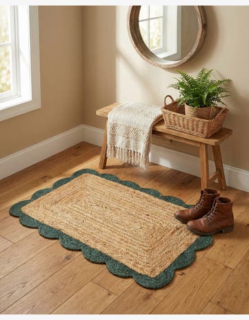 2' x 3' 1 Handmade Scallop Braided Jute Rug