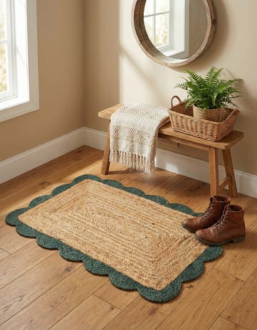 2' x 3' 1 Handmade Scallop Braided Jute Rug