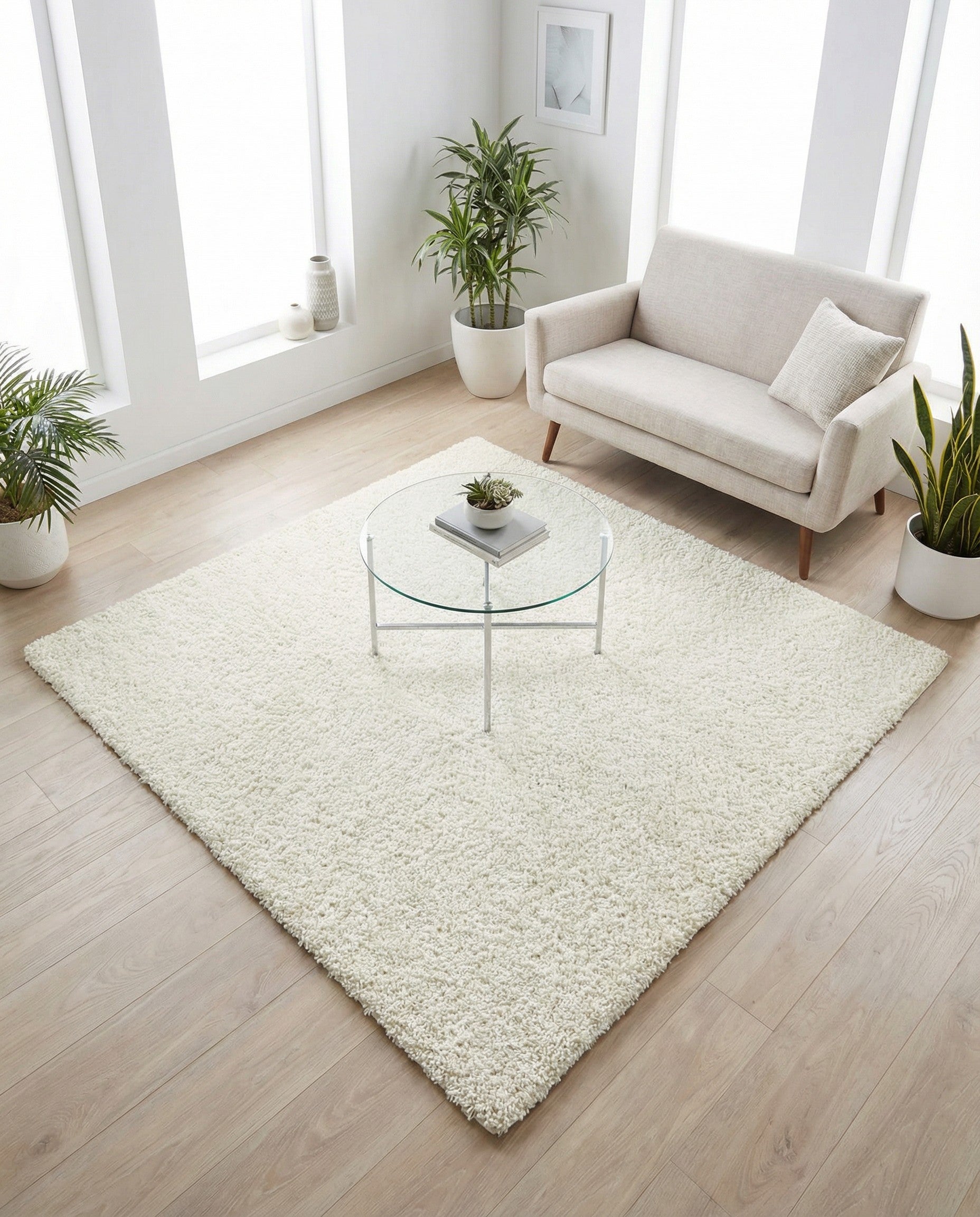 5' x 5' Soft Solid Shag Square Rug