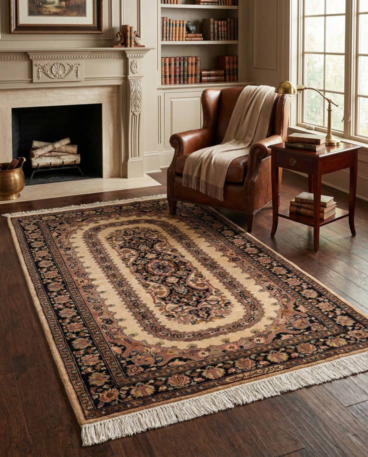 Detail image of 3' 3 x 5' Hand Knotted Kashmir Oriental Wool Rug