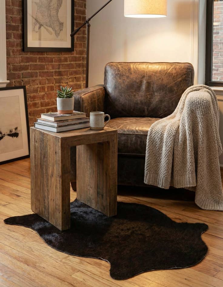 Detail image of 1' 8 x 2' 6 Cowhide Leather Rug