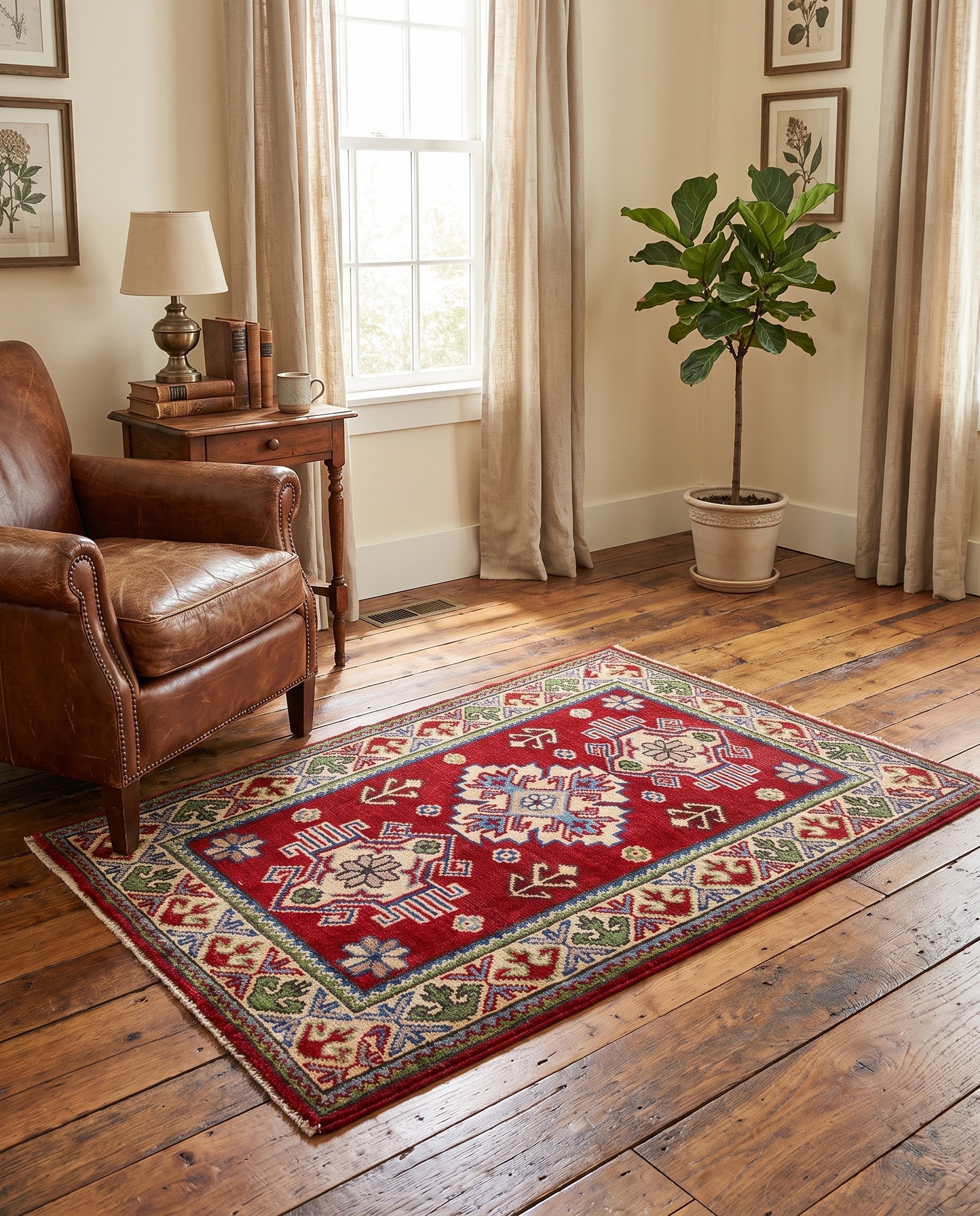 2' x 3' 1 Hand Knotted Kazak Rug