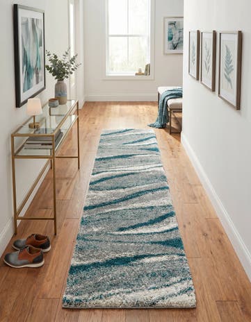 Teal Soft Touch Shag Runner Rug