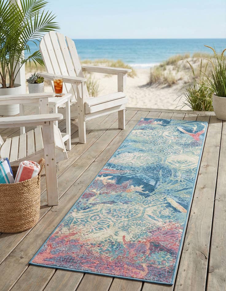 Detail image of 2' x 8' Easy-Clean Coastal Indoor / Outdoor Runner Rug