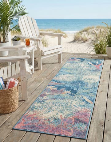 2' x 8' Easy-Clean Coastal Indoor / Outdoor Runner Rug