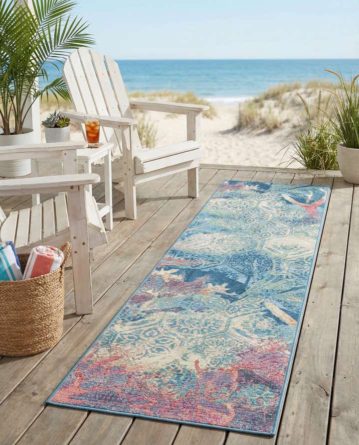 2' x 8' Easy-Clean Coastal Indoor / Outdoor Runner Rug