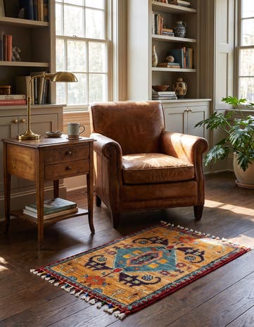 1' 5 x 2' Hand Knotted Modern Ziegler Rug