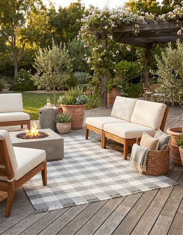 7' 10 x 10' Easy-Clean Eco Plaid Washable Indoor / Outdoor Rug