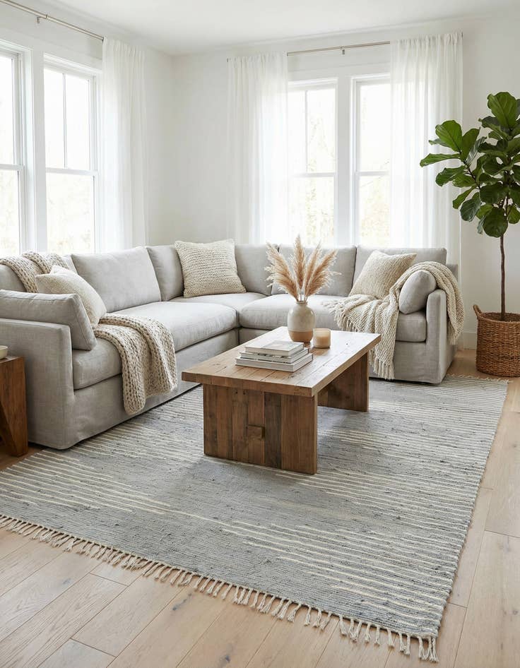 Detail image of 7' 10 x 10' Hand Woven Chindi Cotton Rug