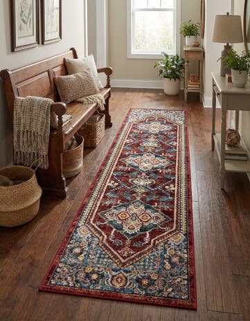 Burgundy Red Kamala Washable Runner Rug