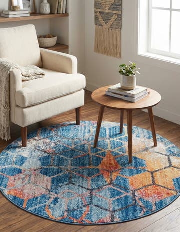Blue Andromeda Round Rug