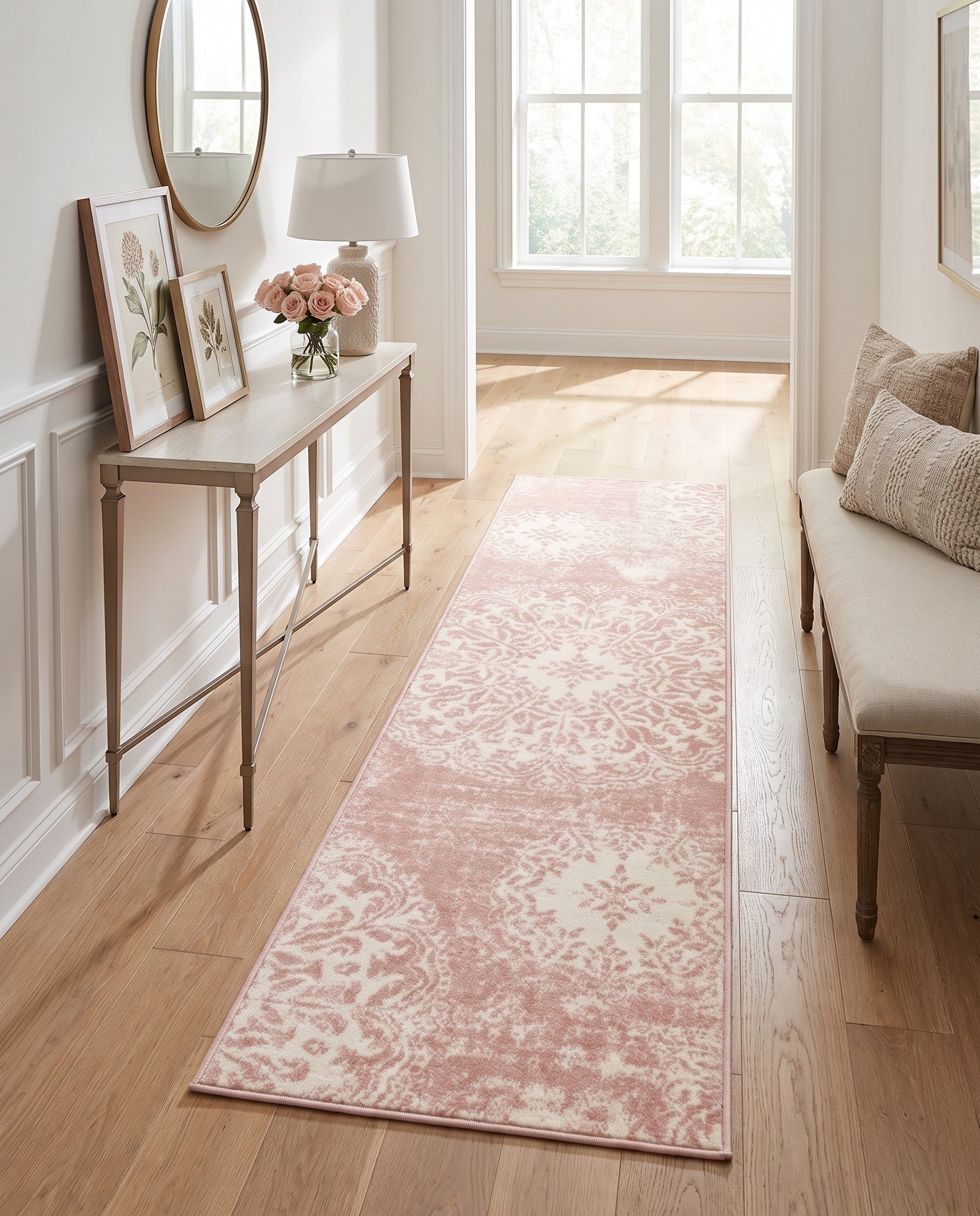 Rose Pink and Ivory Monte Carlo Runner Rug