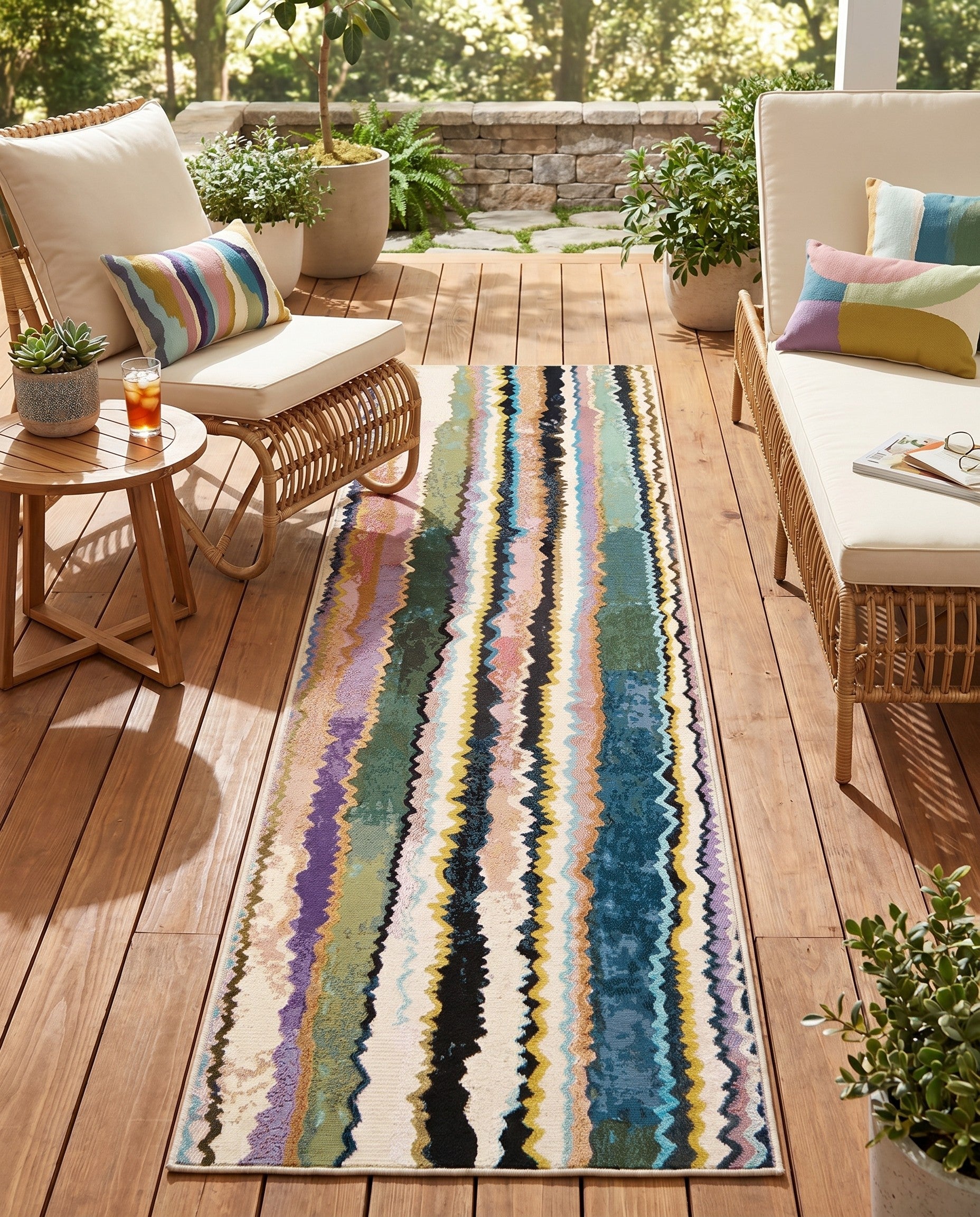 Easy-Clean Modern Indoor / Outdoor Runner Rug