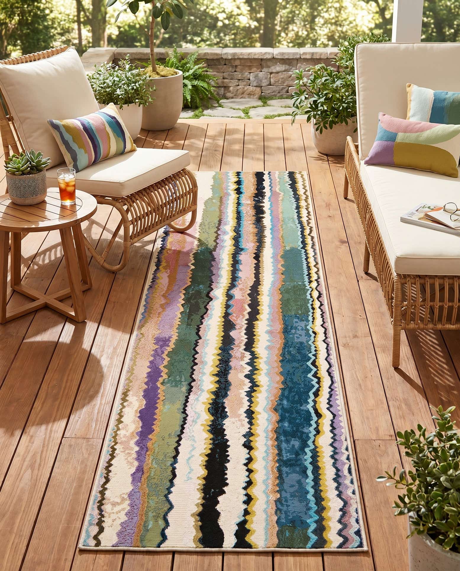 2' 7 x 12' Easy-Clean Modern Indoor / Outdoor Runner Rug