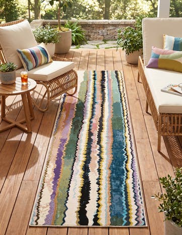 2' 7 x 12' Easy-Clean Modern Indoor / Outdoor Runner Rug