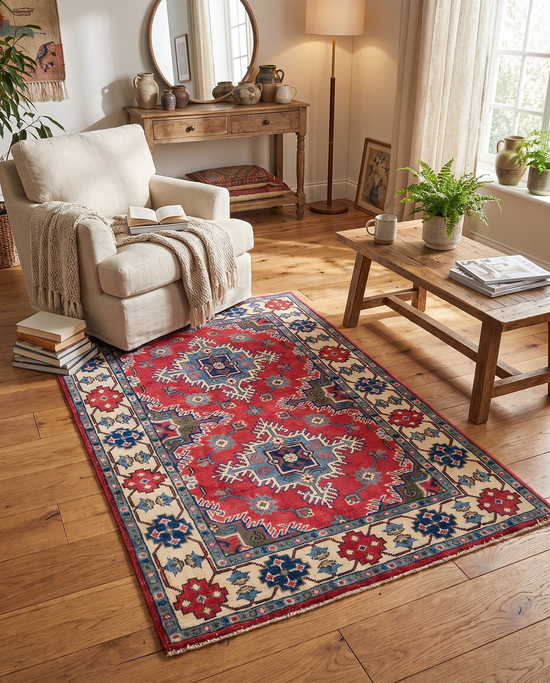 3' 3 x 5' Hand Knotted Kazak Rug