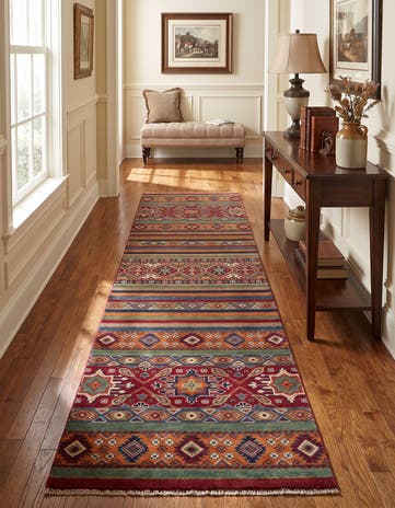 2' 8 x 9' 9 Hand Knotted Kazak Runner Rug