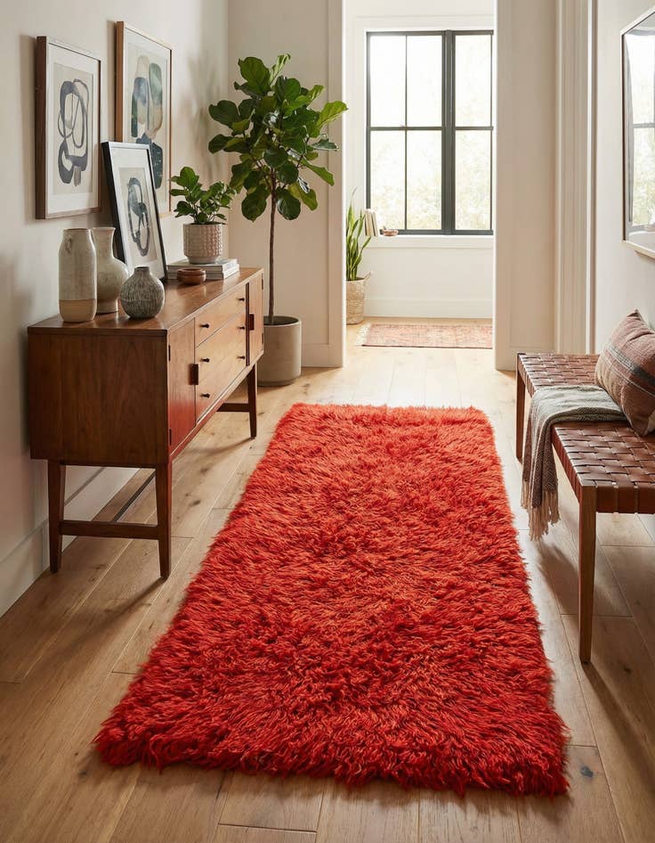 Detail image of 2' 4 x 4' 9 Hand Knotted Moroccan Wool Runner Rug