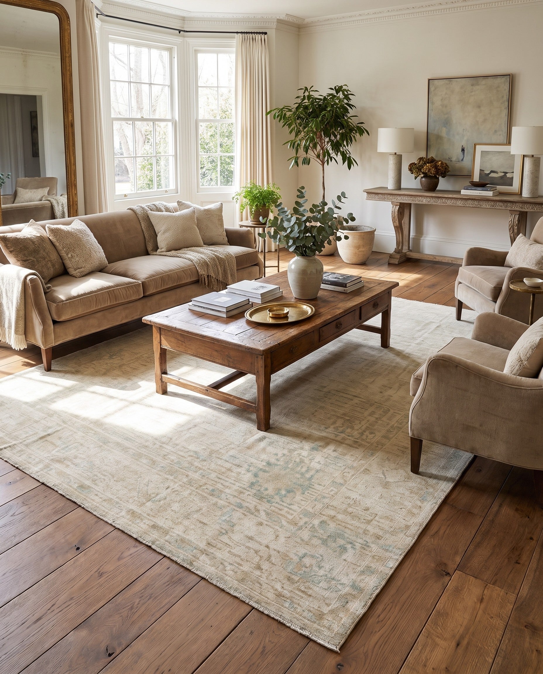 10' 1 x 13' 10 Hand Knotted Oushak Wool Rug