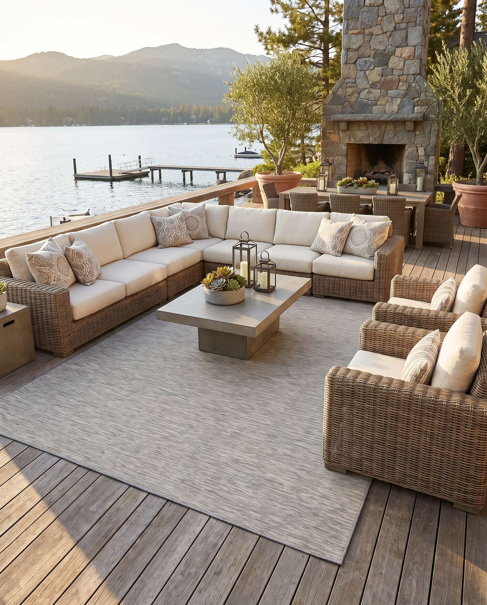 8' 4 x 11' 4 Easy-Clean Solid Indoor / Outdoor Rug
