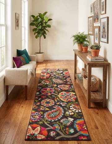 Brown Washable Hyacinth Runner Rug