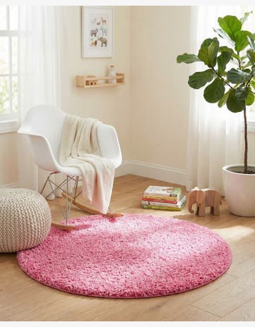 3' x 3' Solid Shag Round Rug