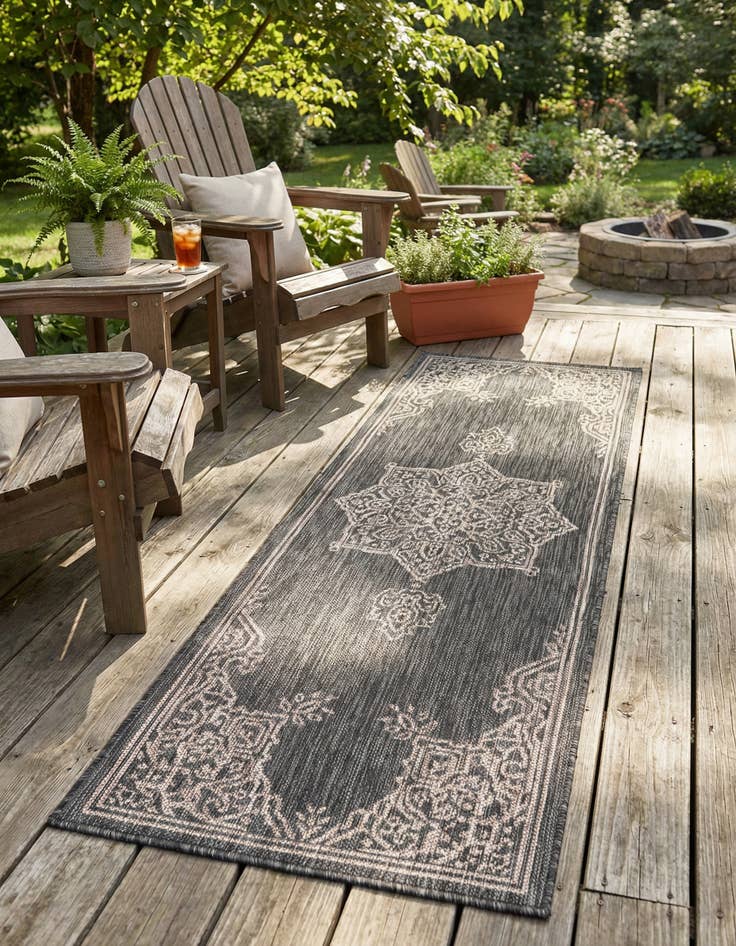 Detail image of 2' x 6' Washable Traditional Indoor / Outdoor Runner Rug