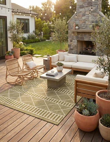5' 3 x 8' Easy-Clean Lattice Indoor / Outdoor Rug