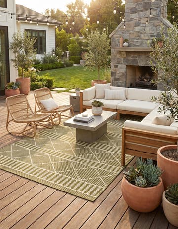 5' 3 x 8' Easy-Clean Lattice Indoor / Outdoor Rug
