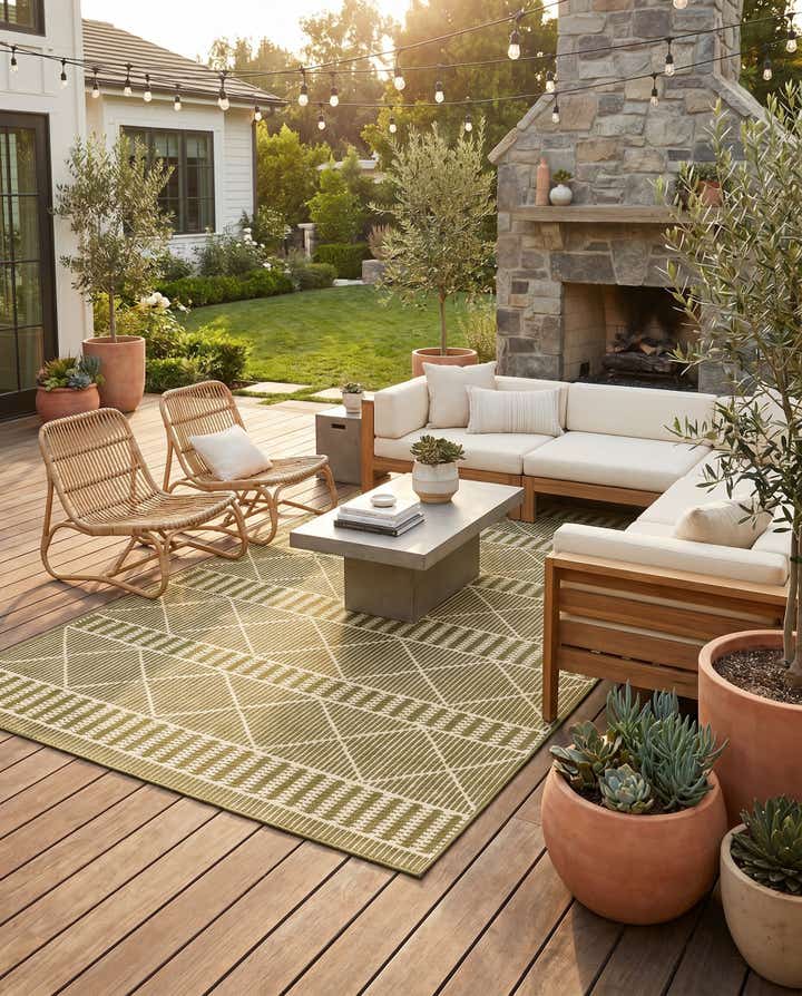 5' 3 x 8' Easy-Clean Trellis Indoor / Outdoor Rug