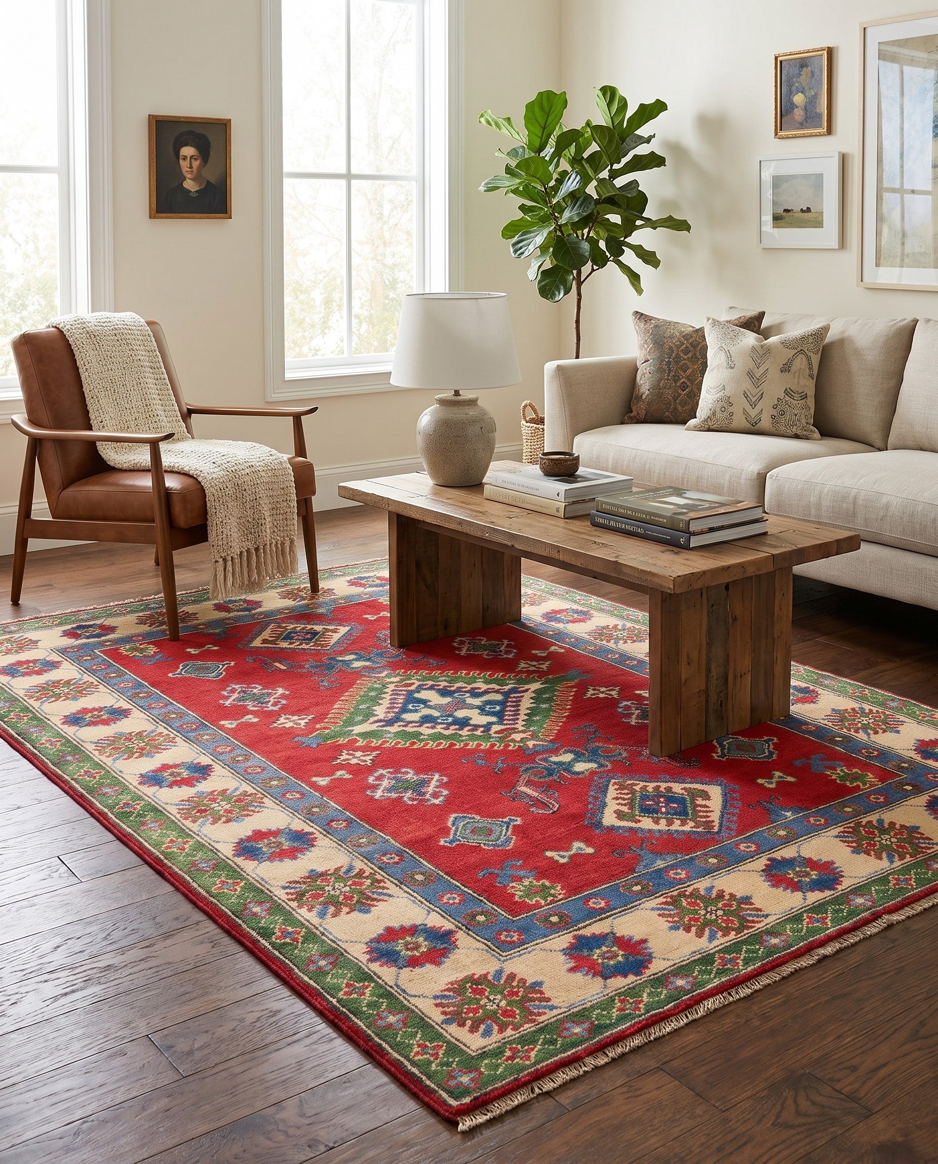 4' 3 x 5' 11 Hand Knotted Kazak Rug