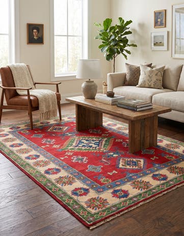 4' 3 x 5' 11 Hand Knotted Kazak Rug
