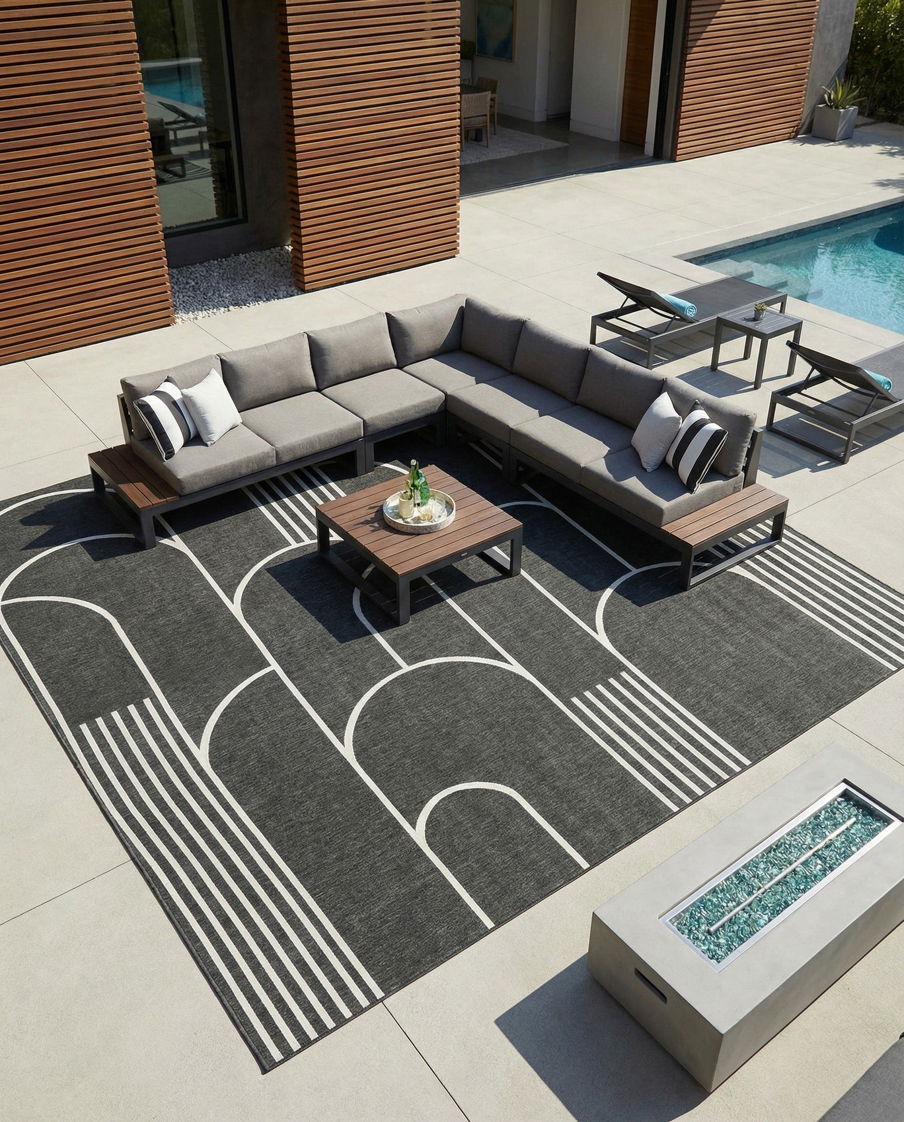 13' x 13'  Washable Modern Indoor / Outdoor Square Rug